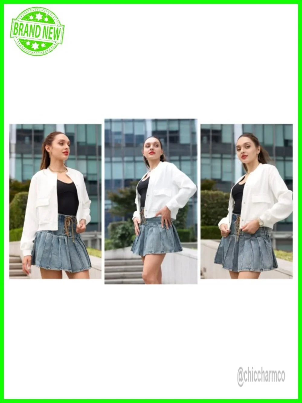 Women's Button Down Varsity Bomber Jacket Lightweight